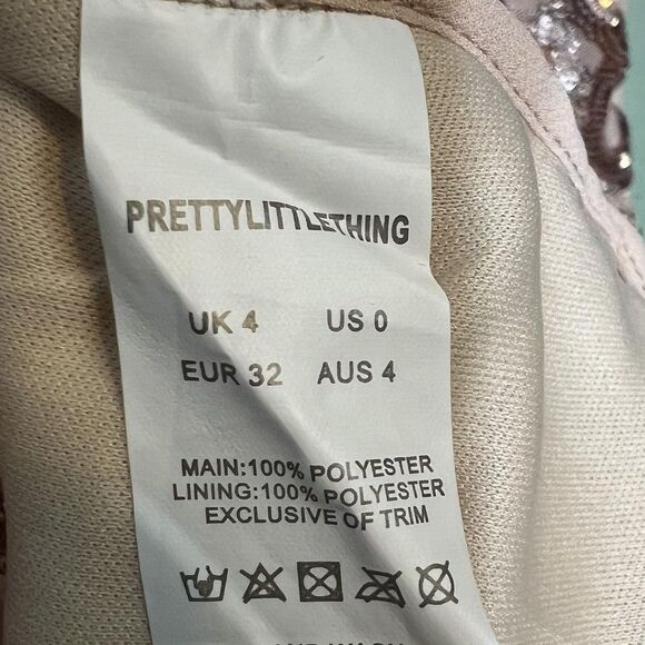 PrettyLittleThing Dress Womens 0 Pink Sequin Bodycon Mini Cocktail Party Event - Picture 8 of 9